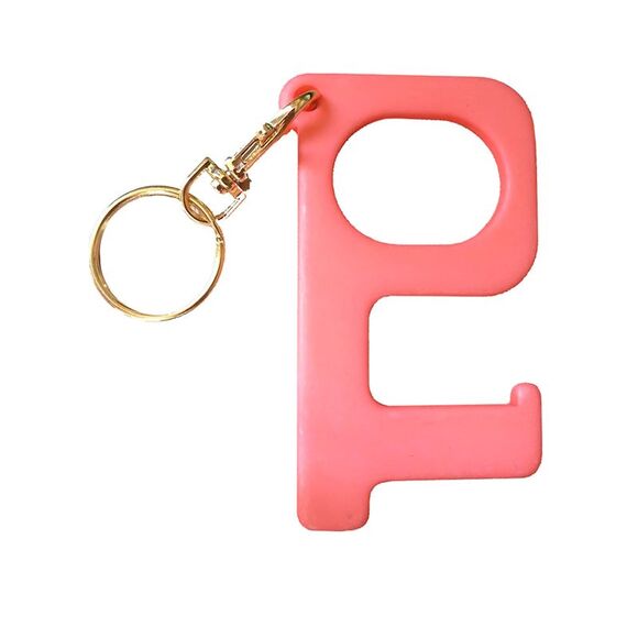 Coral Pink Touchless Door Opener Keychain Tool - Picture 3 of 3